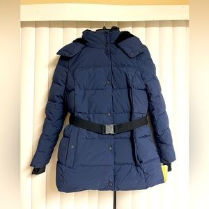 Michael Kors Women's Faux Fur Hooded Puffer Belted Coat Jacket,Size Small